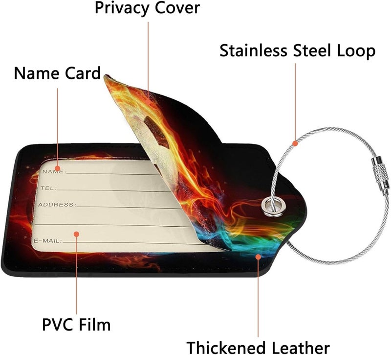 GACCAP 2 Pack Luggage Tags for Suitcase, Privacy Cover ID Label with Stainless Steel and Address Card for Travel Bag Backpack Cruise Ship Essentials Tag Men Boys - Cool Soccer - Image 3